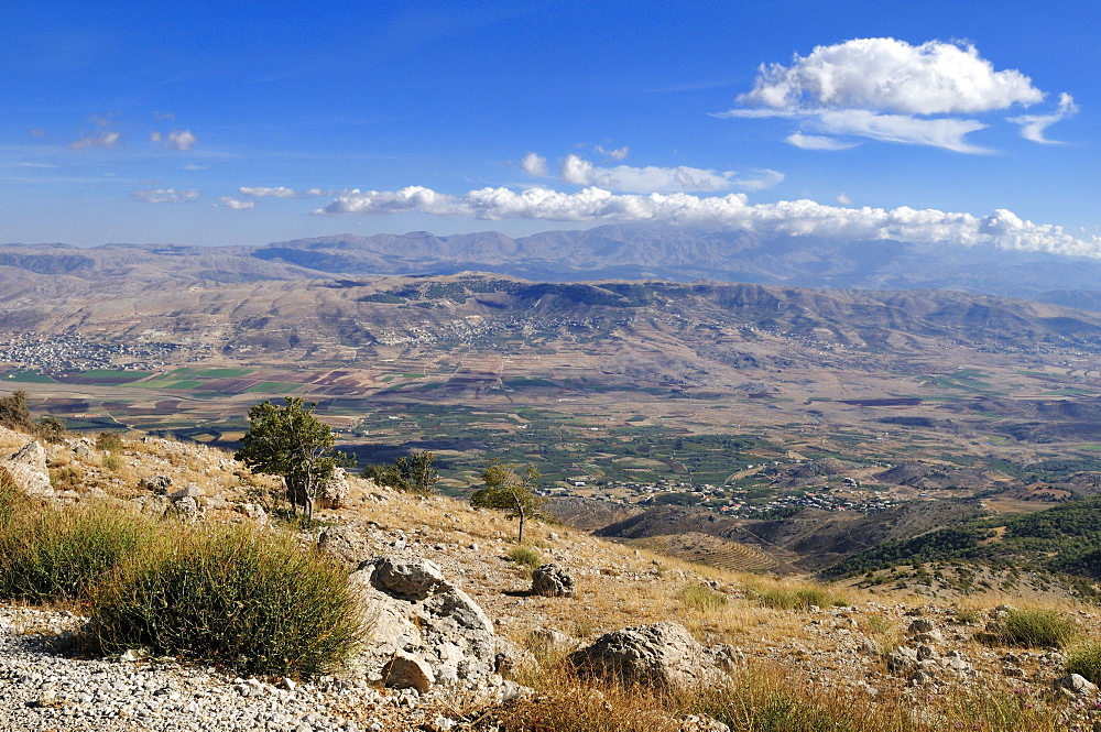 View over Bekaa Valley with Mount Hermon, Lebanon, Middle East, West Asia