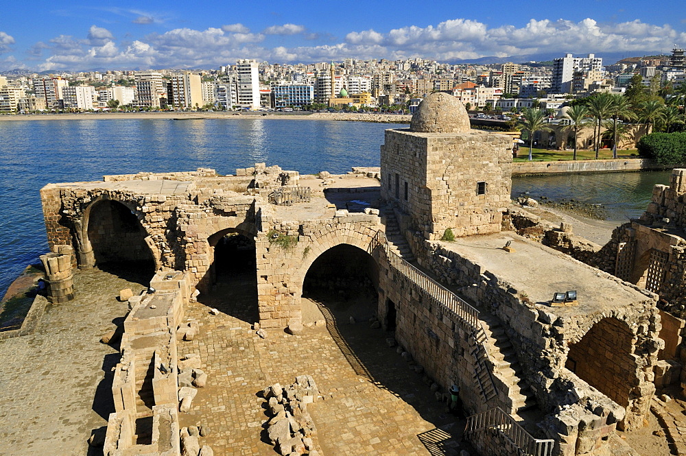 Historic Crusader castle at Sidon, Saida, Lebanon, Middle East, West Asia