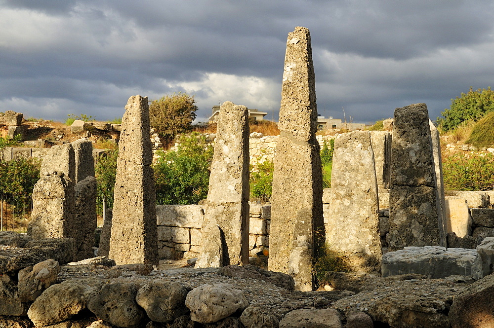 Antique Obelisk temple, archeological site of Byblos, Unesco World Heritage Site, Jbail, Lebanon, Middle East, West Asia