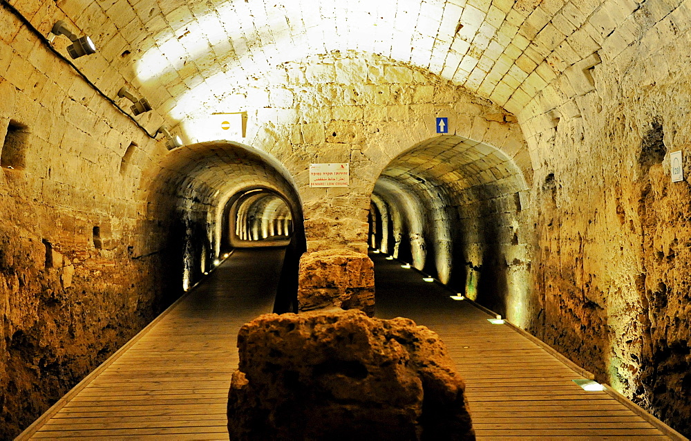 Templar tunnel, Acre, Israel, Middle East, Southwest Asia