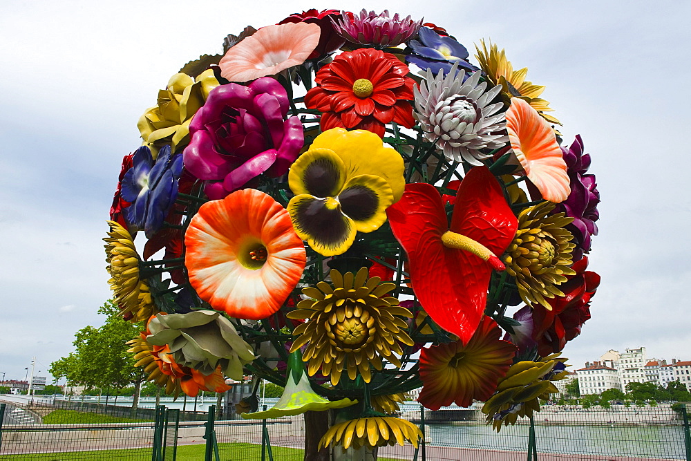 Metallic flowers tree, Lyon, France, Europe