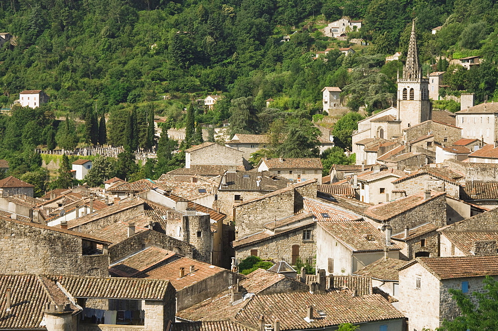 City of Largentiere, Church Notre Dame des Pomiers, Ardeche, Rhones Alpes, France, Europe