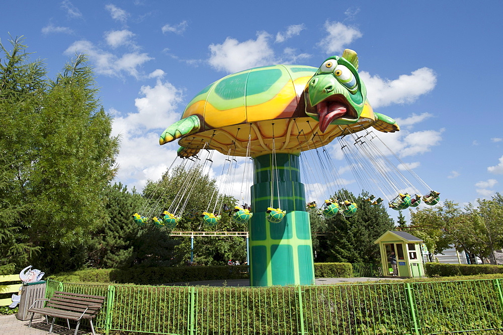 Turtle-shaped whirligig, Bon Bon Land, Holme ostrup, Naestved, Zealand, Denmark, Europe