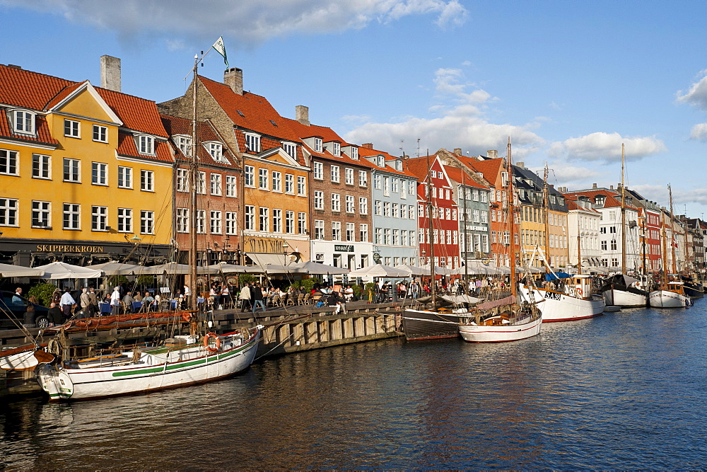 Nyhavn, bar district on the port canal, Copenhagen, Denmark, Europe