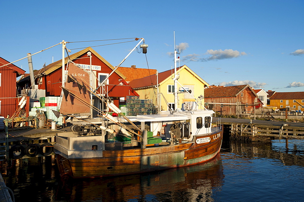 Harbor with fishing boats and fishery, Molloesund, Vaestra Goetaland County, Sweden, Europe