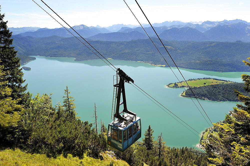 Herzogstandbahn cable car, Lake Walchen, district of Bad Toelz-Wolfratshausen, Upper Bavaria, Bavaria, Germany, Europe