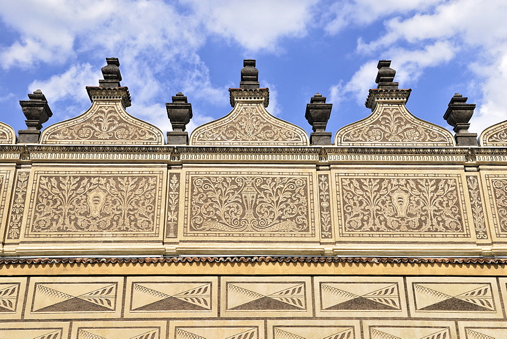 Schwarzenberg Palace, detail of Sgraffito on the facade, Prague, Czech Repuplik, Europe