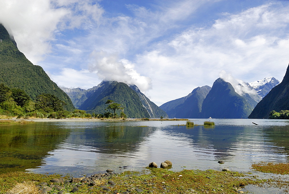 Mitre Peak and Mount Kimberley, Milford Sound, South Island, New Zealand