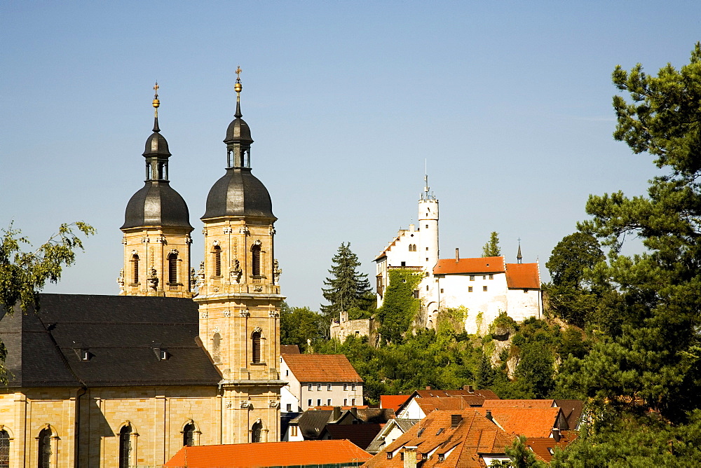 Goessweinstein Castle and Basilica, Goessweinstein, Little Switzerland, Upper Franconia, Bavaria, Germany, Europe