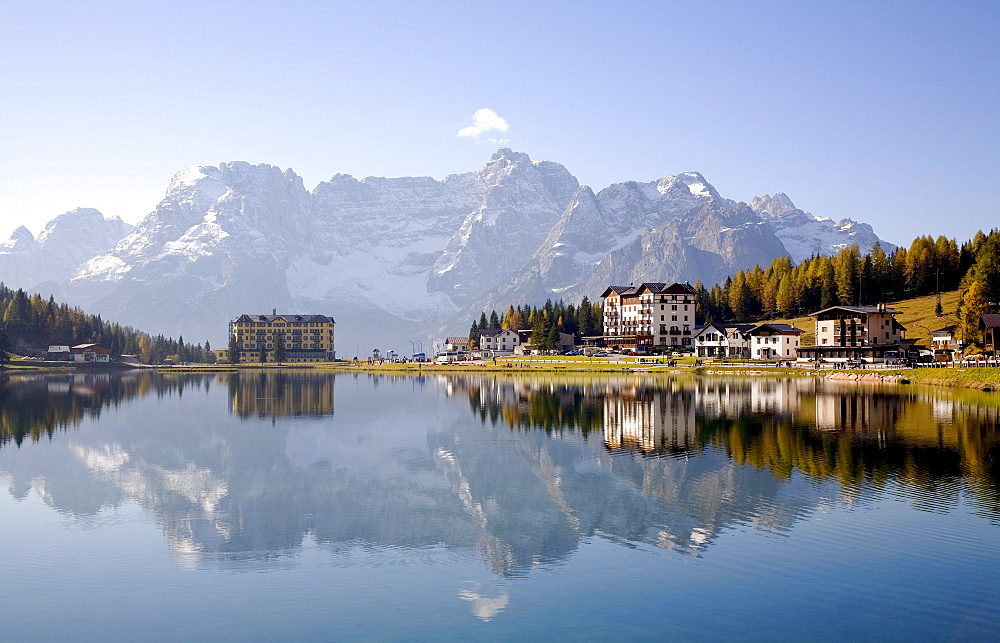 Hotel on Lake Misurina, Dolomites, Province of Bolzano-Bozen, Italy, Europe