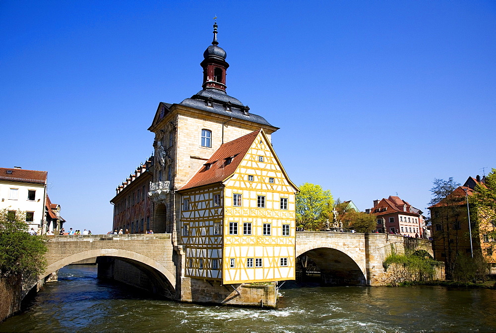 Historic town hall on the Pegnitz river, Bamberg, Franconia, Bavaria, Germany, Europe