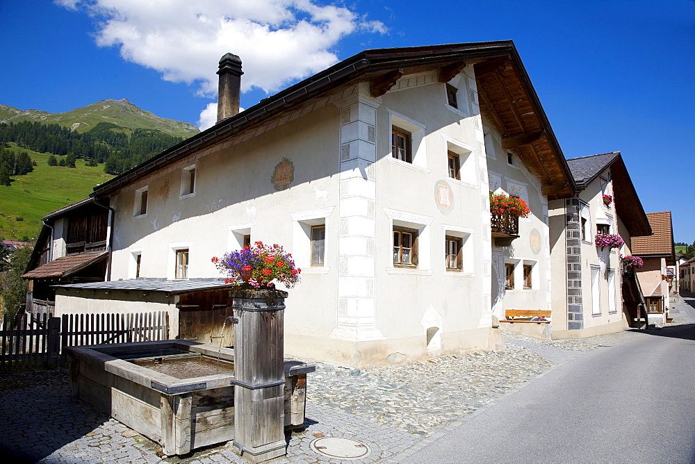 Historic mountain village, Ftan, Engadin valley, Switzerland, Europe