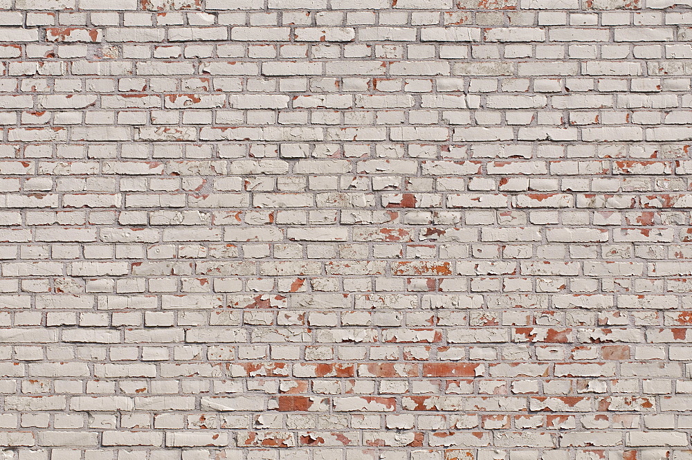 Whitewashed brick wall, background