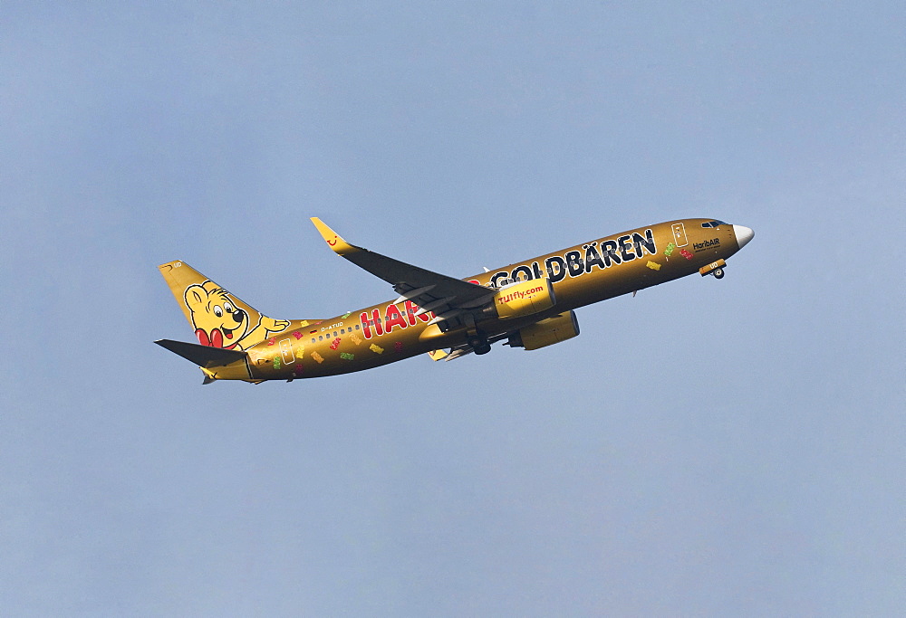 HaribAir, Gold Bears aircraft of Tui fly climbing, Boeing 737-800 WL