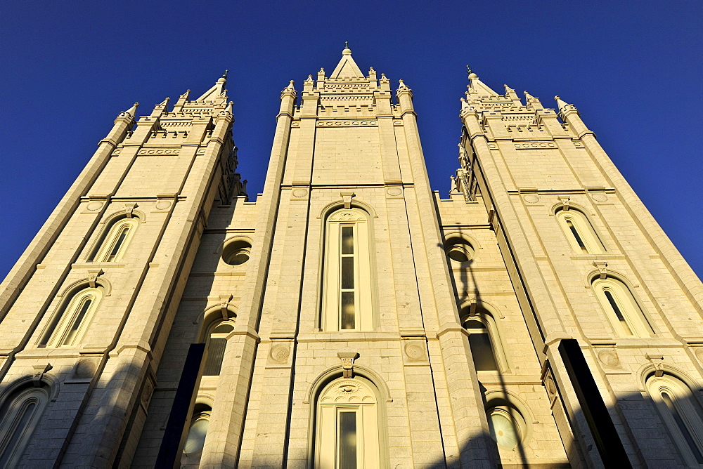 Rear side of the Temple of The Church of Jesus Christ of Latter-day Saints, Mormon Church, Temple Square, Salt Lake City, Utah, Southwest, USA, North America