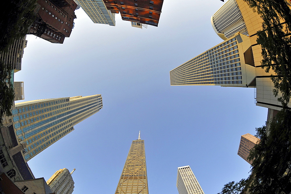 Fisheye shot, John Hancock Center, Chicago, Illinois, United States of America, USA, North America