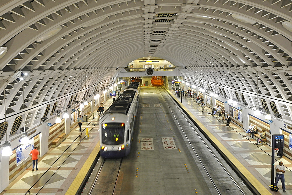 Sound Transit Link Light Rail transit system, transit tunnel, Pioneer Square Station, Seattle, Washington, United States of America, USA