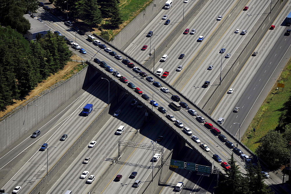 View towards the southeast, Interstate 5, Seattle, Washington, United States of America, USA