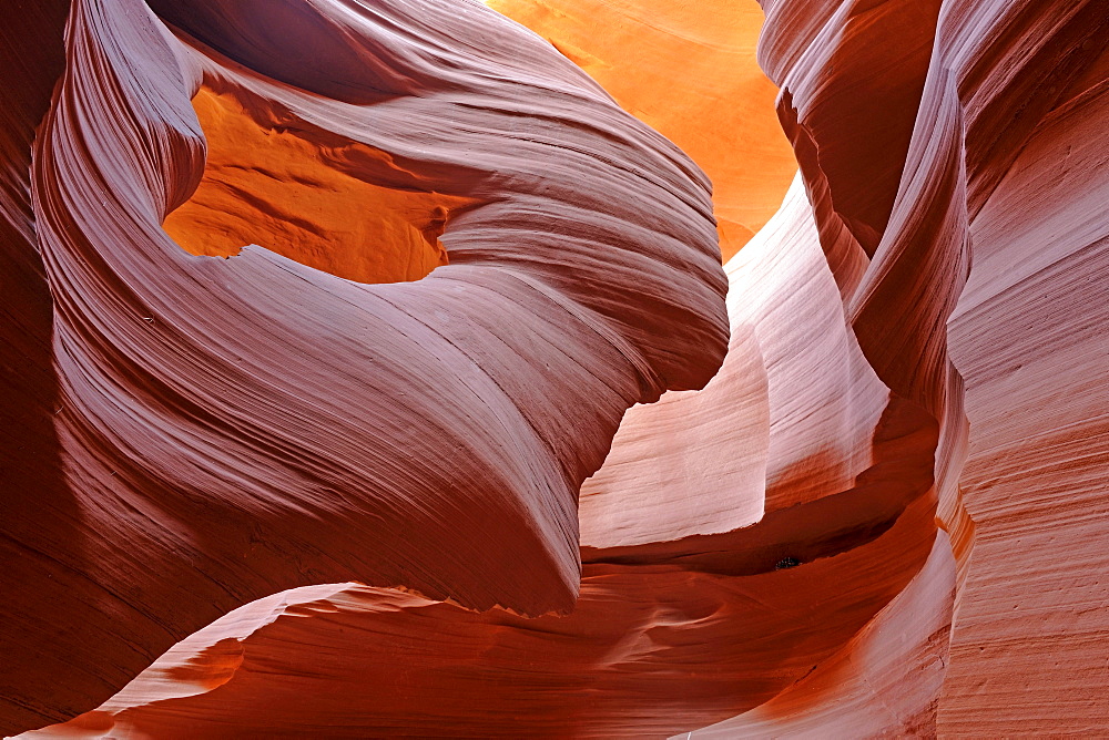 Geological formations, colours and structures in the Antelope Slot Canyon, Arizona, USA