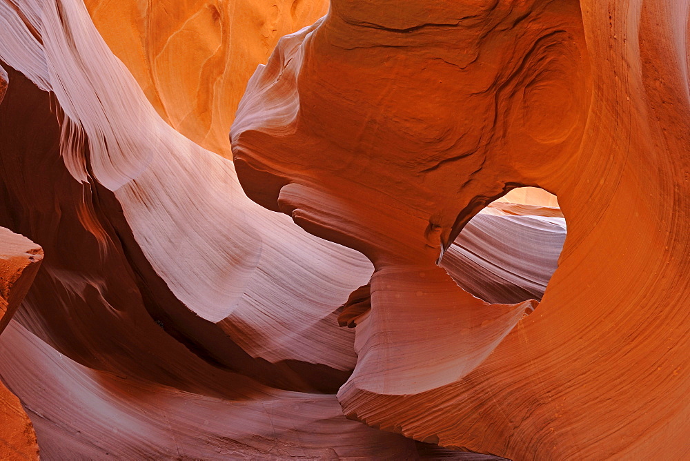 Rock shapes, colors and structures in the Antelope Slot Canyon, Arizona, USA, America