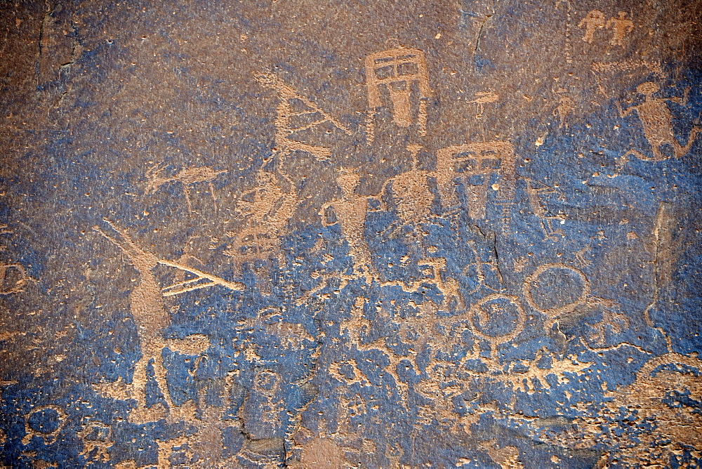 About 3000 year old rock paintings by Native Americans, Sand Island, near Bluff, North Utah, USA