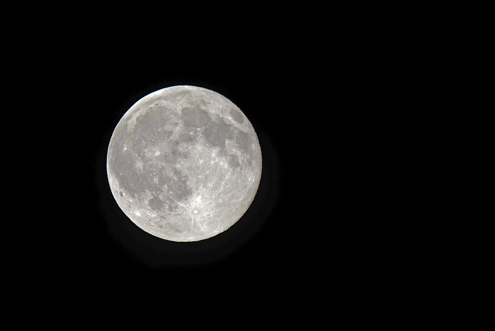 Earth moon, full moon as seen from the northern hemisphere, Germany, Europe