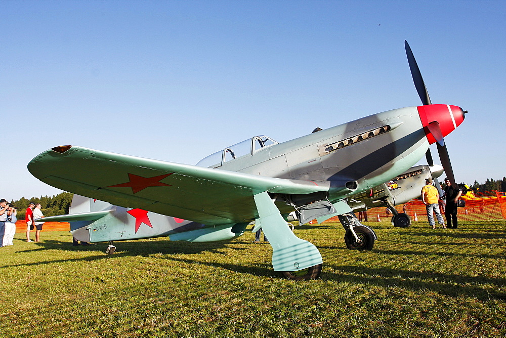 Vintage aircraft, Yakovlev Yak 9, warplane of the Soviet Air Force from the second World War, Breitscheid Airshow 2010, Hesse, Germany, Europe