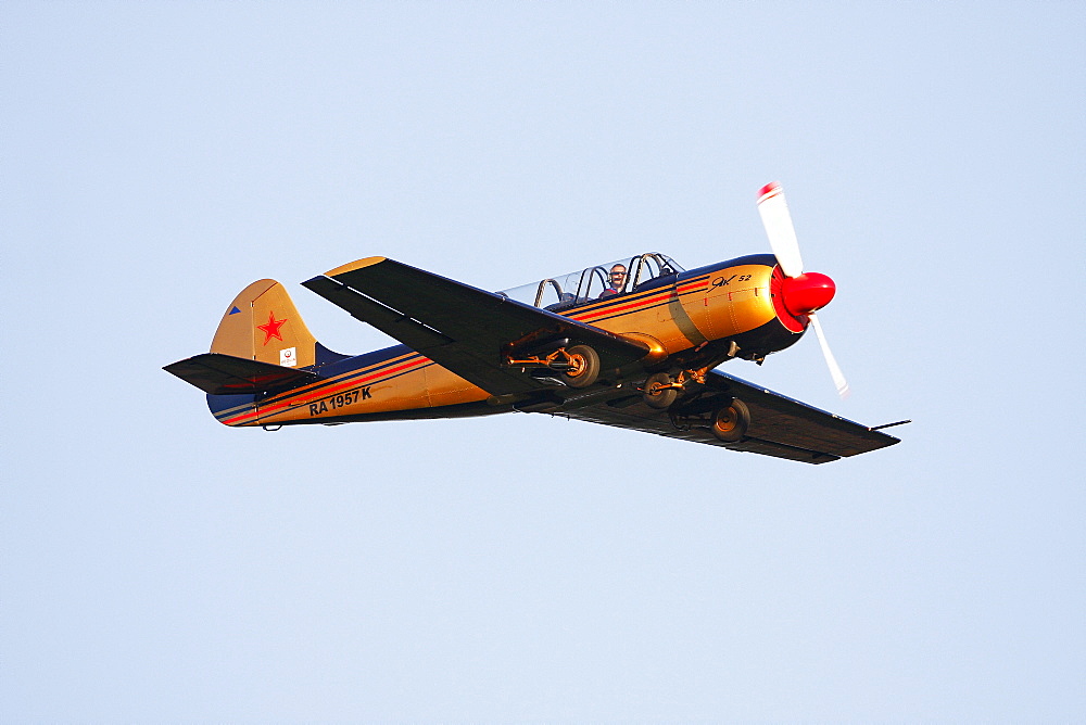 Vintage aircraft, Yakovlev Yak 52, Breitscheid Airshow 2010, Hesse, Germany, Europe