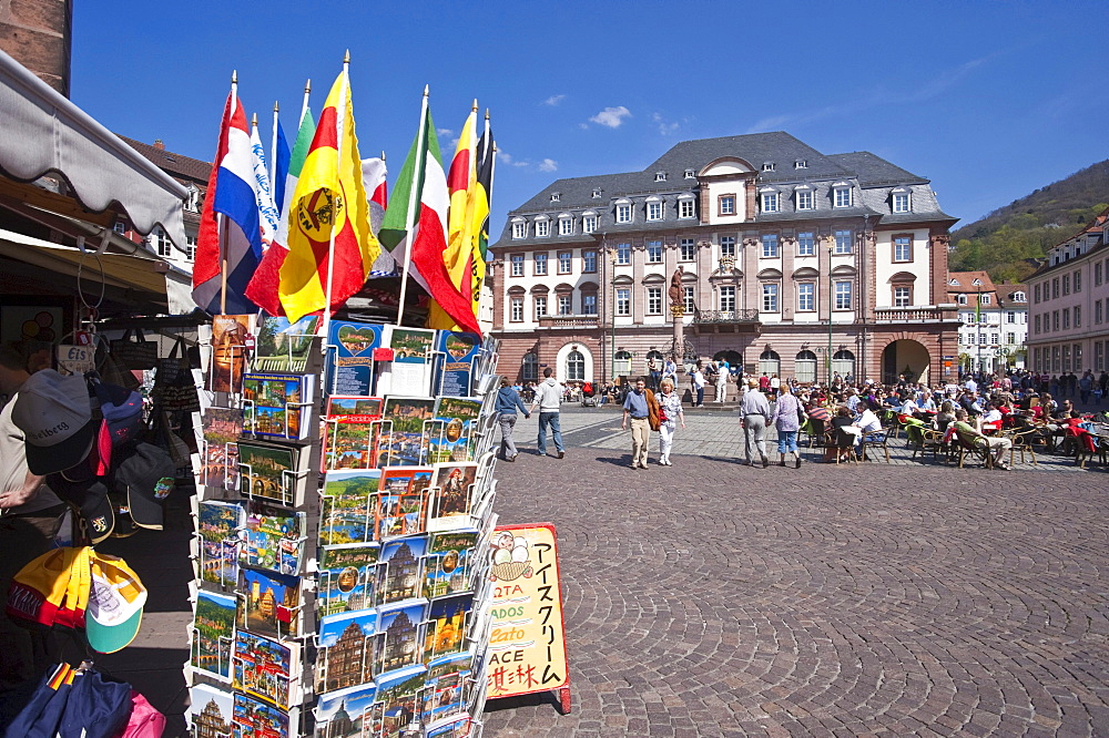 Marktplatz square with the Town Hall, Heidelberg, Neckar, Palatinate, Baden-Wuerttemberg, Germany, Europe