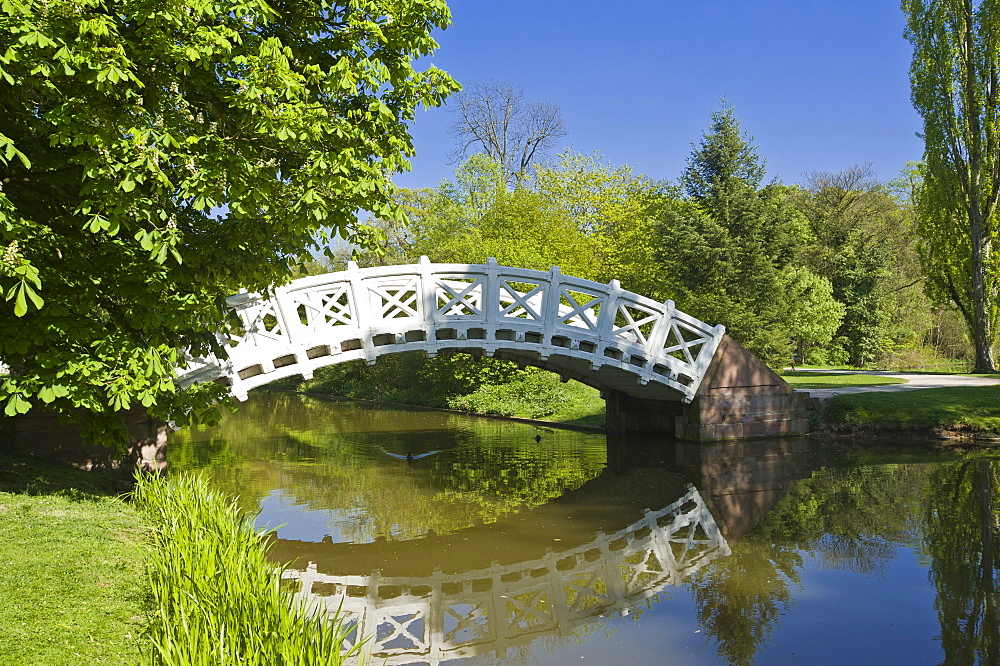 Schwetzingen Castle, castle garden, Palladio Bridge, or Chinese Bridge, Schwetzingen, Electoral Palatinate, Baden-Wuerttemberg, Germany, Europe