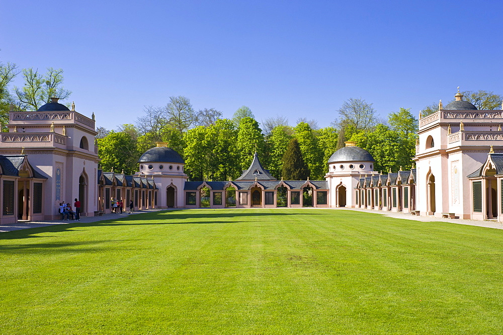 Schwetzingen Castle, Rote Moschee mosque in the castle garden, Schwetzingen, Electoral Palatinate, Baden-Wuerttemberg, Germany, Europe