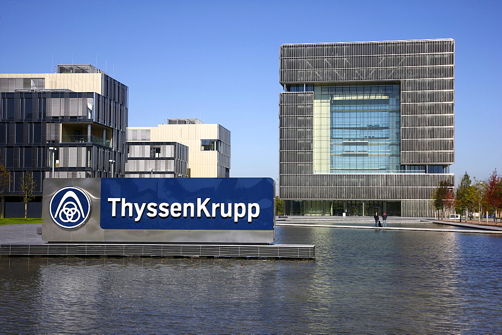 The cube-shaped Q1 building, newly built ThyssenKrupp AG headquarters in the west of Essen, in the so-called Krupp-Guertel area, Essen, North Rhine-Westphalia, Germany, Europe