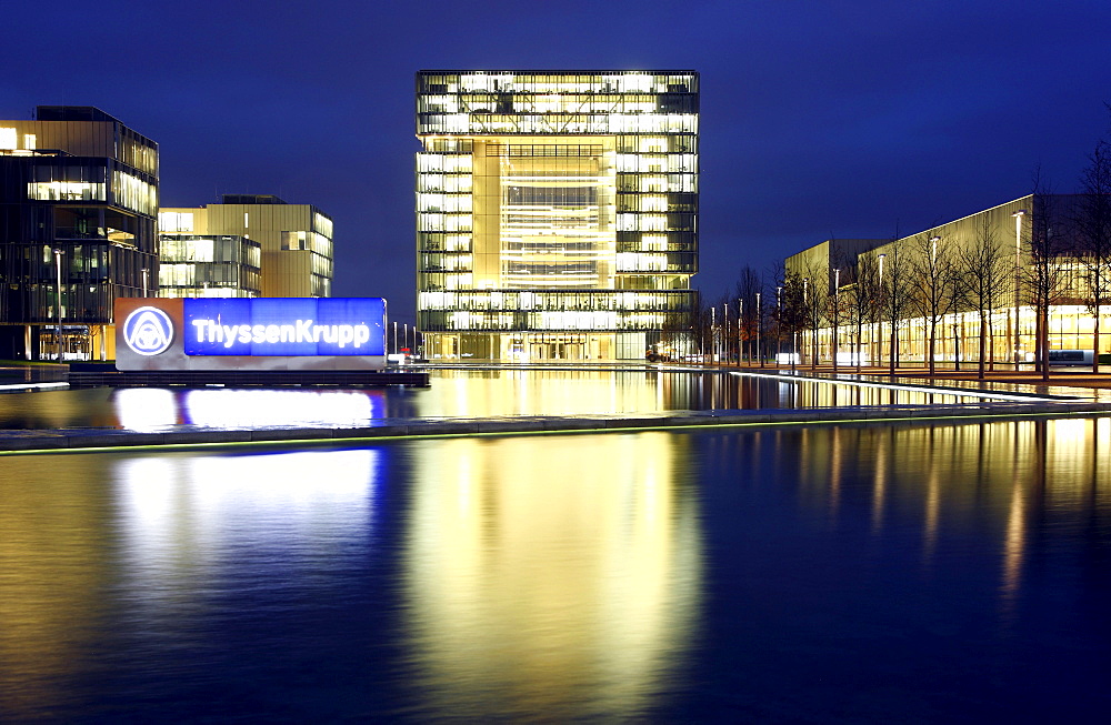 Cube-shaped building Q1, Thyssen Krupp headquarters, the heart of the ThyssenKrupp Quarter, Kruppguertel, Essen, North Rhine-Westphalia, Germany, Europe