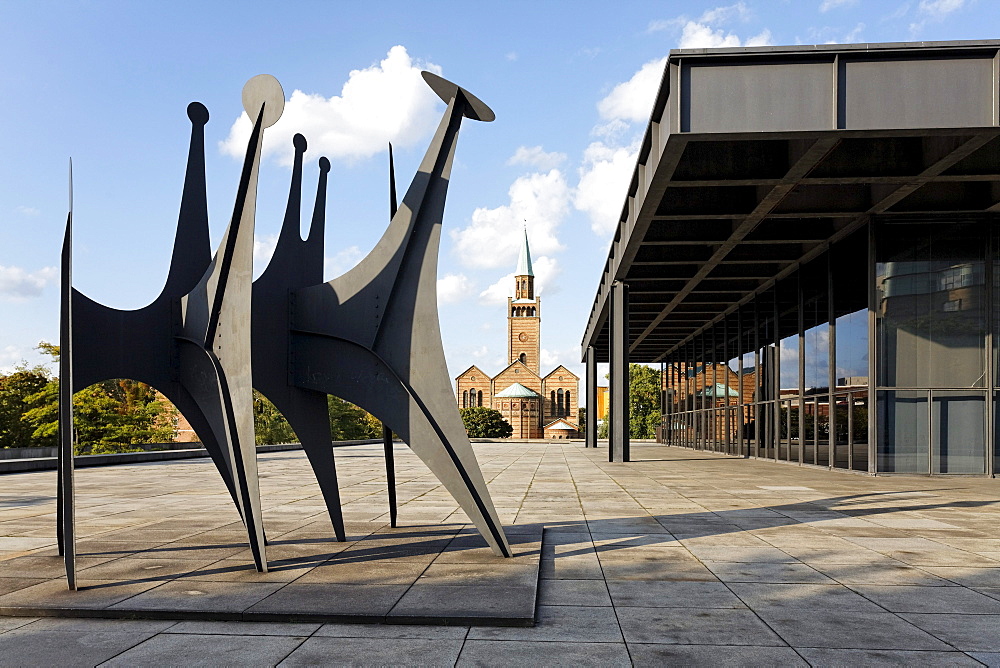 Neue Nationalgalerie museum and Mathaei-Kirche church, Berlin, Germany, Europe