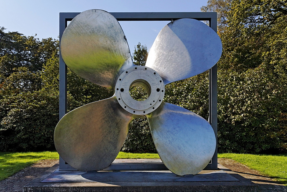 Ship propeller made of Krupp Nirosta stainless-steel, V2A, Villa Huegel, Essen-Baldeney, North Rhine-Westphalia, Germany, Europe