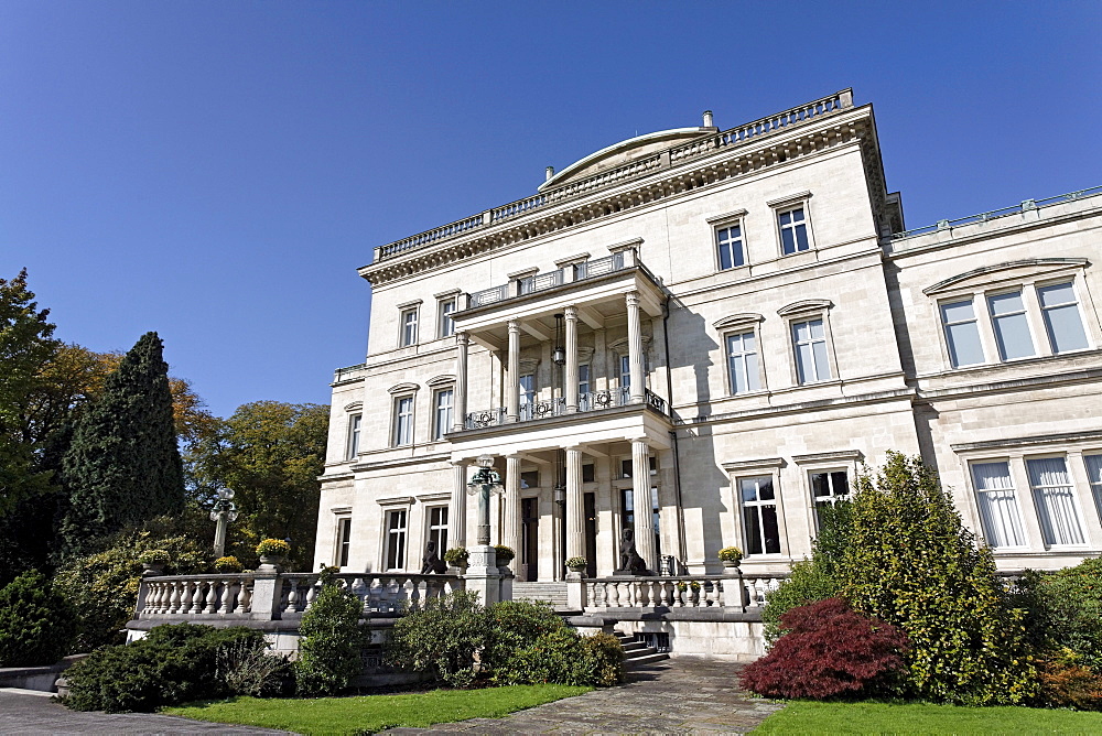 Villa Huegel, main house, terrace side, former residence of the Krupp family, Essen-Baldeney, North Rhine-Westphalia, Germany, Europe