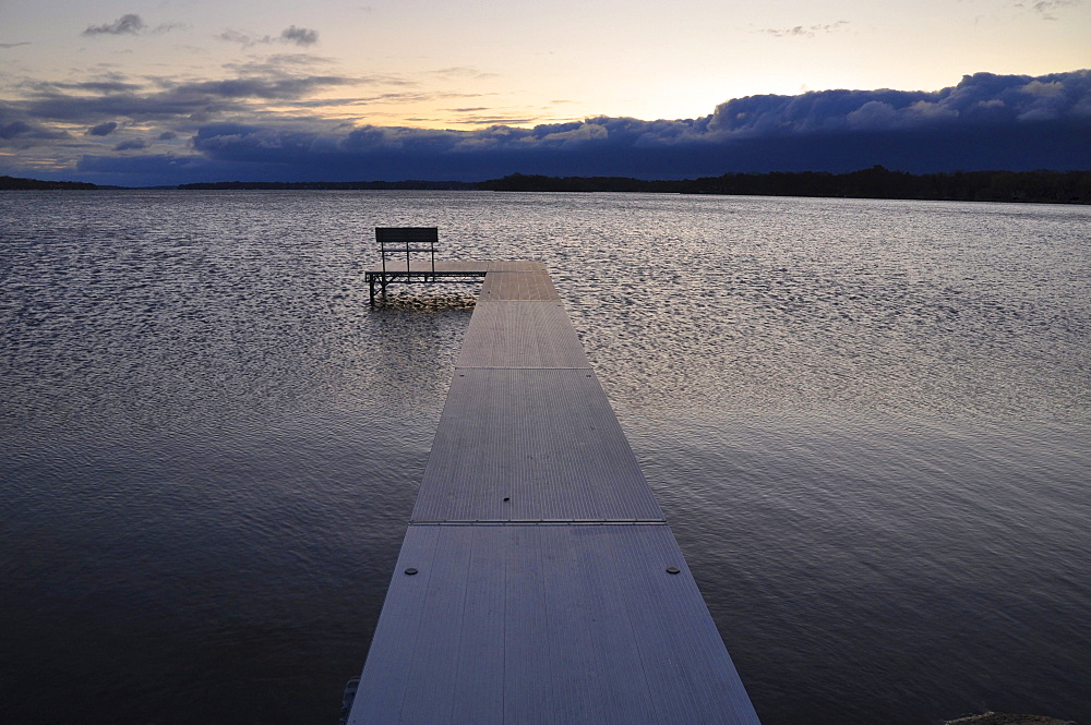 Withdrawing storm weather front, Pewaukee Lake, Wisconsin, USA