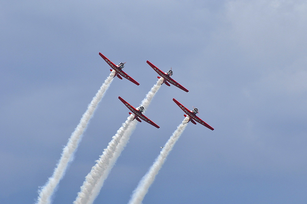 Stunt planes with smoke trails, Milwaukee, Wisconsin, USA, America