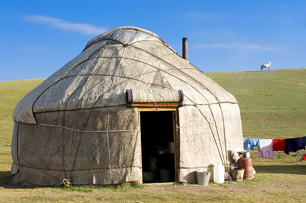 Yurts, tents of Nomads at Song Koel, Kyrgyzstan, Central Asia