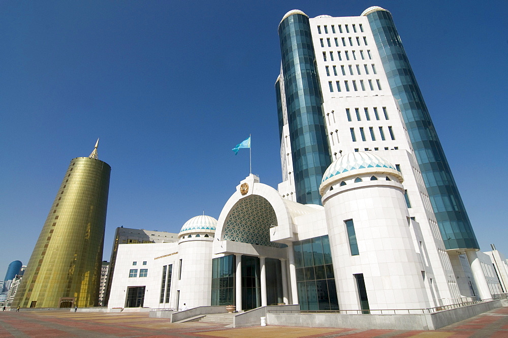 Modern architecture at the Bayterek Tower, Astana, Kazakhstan, Central Asia