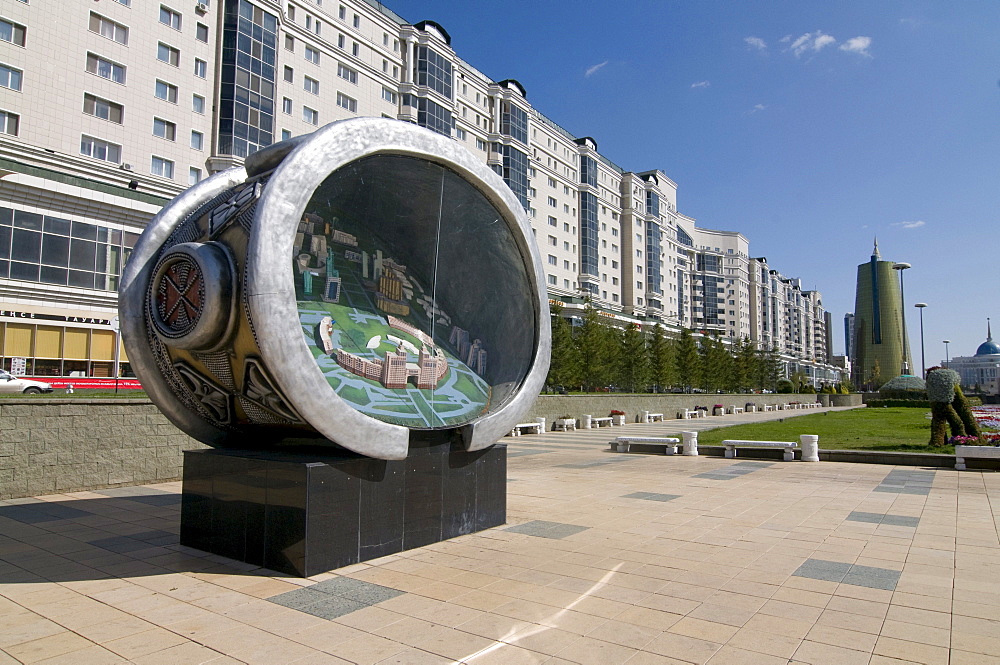 Bayterek Tower as a model, landmark of Astana, Kazakhstan, Central Asia