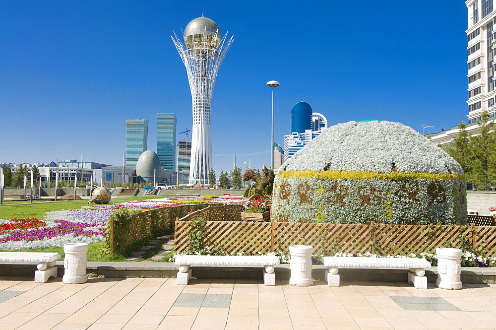 Bayterek Tower, landmark of Astana, Kazakhstan, Central Asia