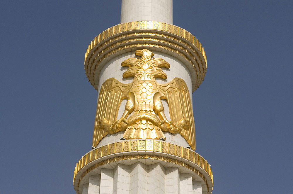 Column with golden decoration at the Monument of the Independence of Turkmenistan, Ashgabat, Kazakhstan, Central Asia