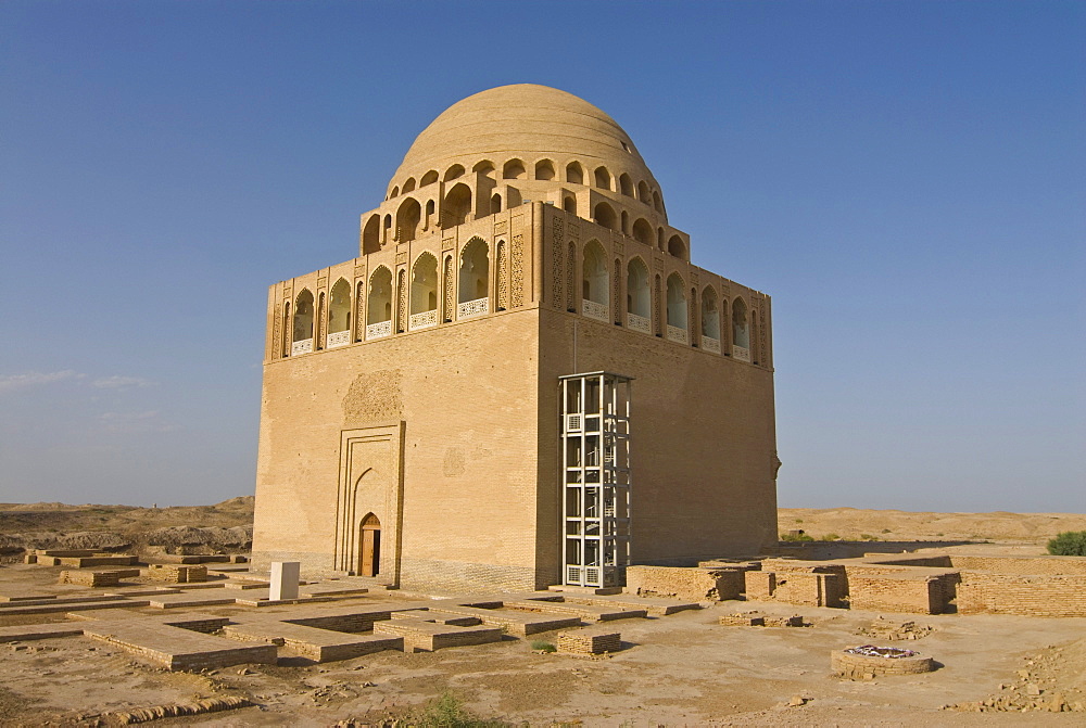 Reconstructed domed mausoleum, Merv, Turkmenistan, Central Asia