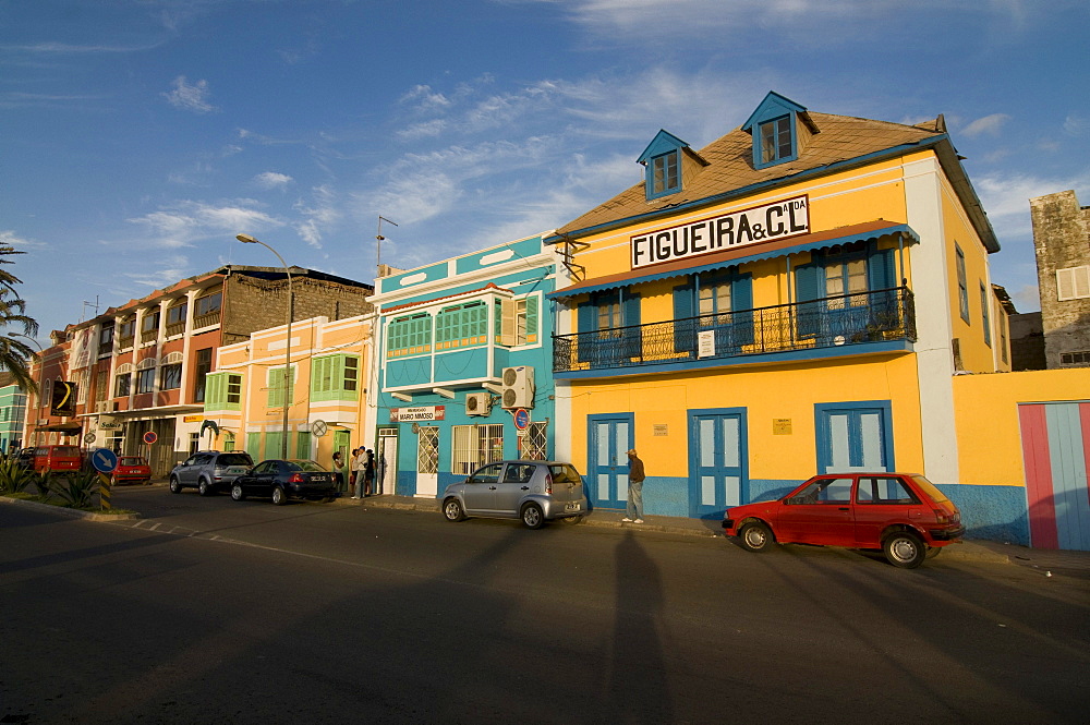 Colourful buildings in San Vincente, Mindelo, Cabo Verde, Cape Verde, Africa