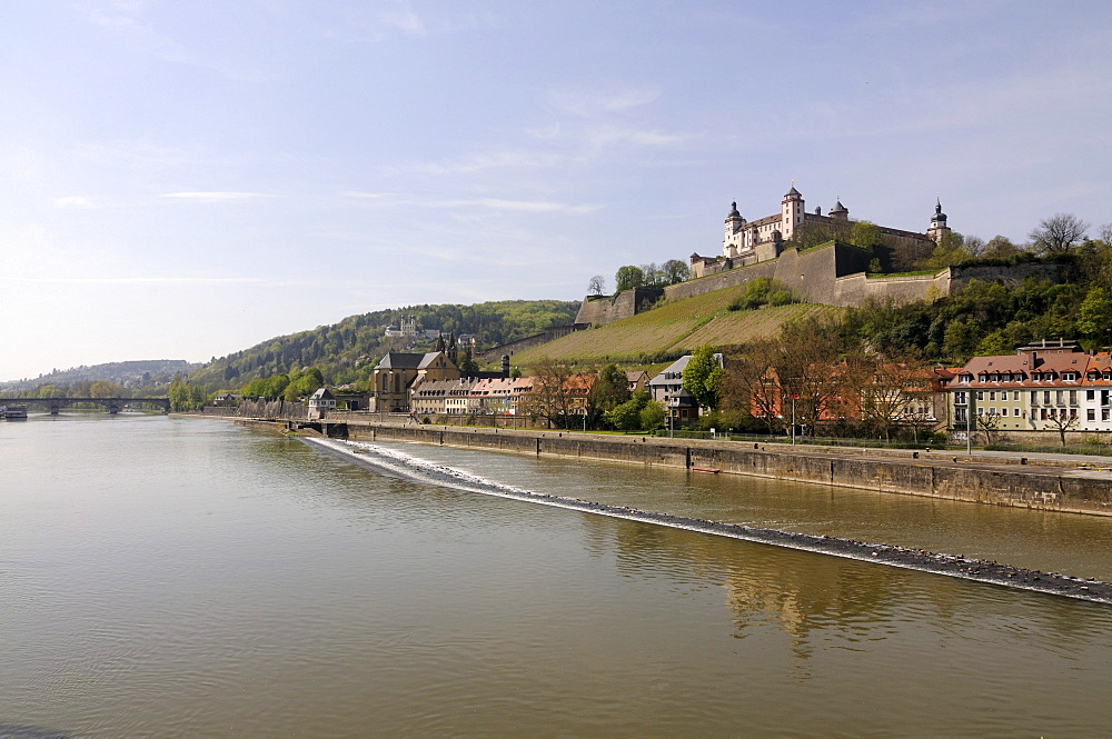 Fortress Marienberg am Main, Main river, Wuerzburg, Lower Franconia, Bavaria, Germany, Europe