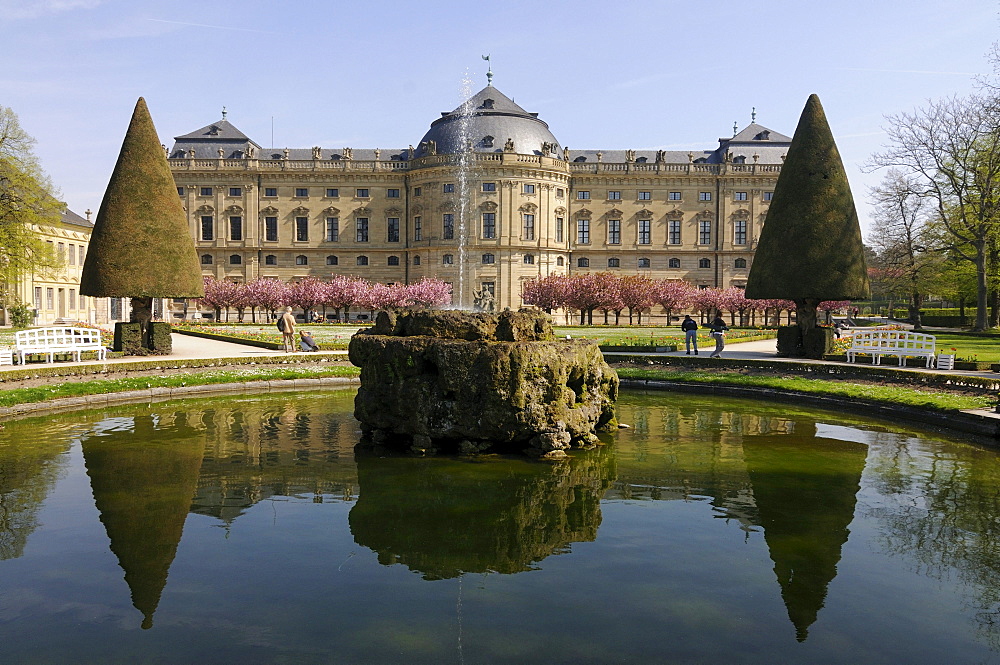 The Wuerzburger Residenz palace, Wuerzburg, Lower Franconia, Bavaria, Germany, Europe