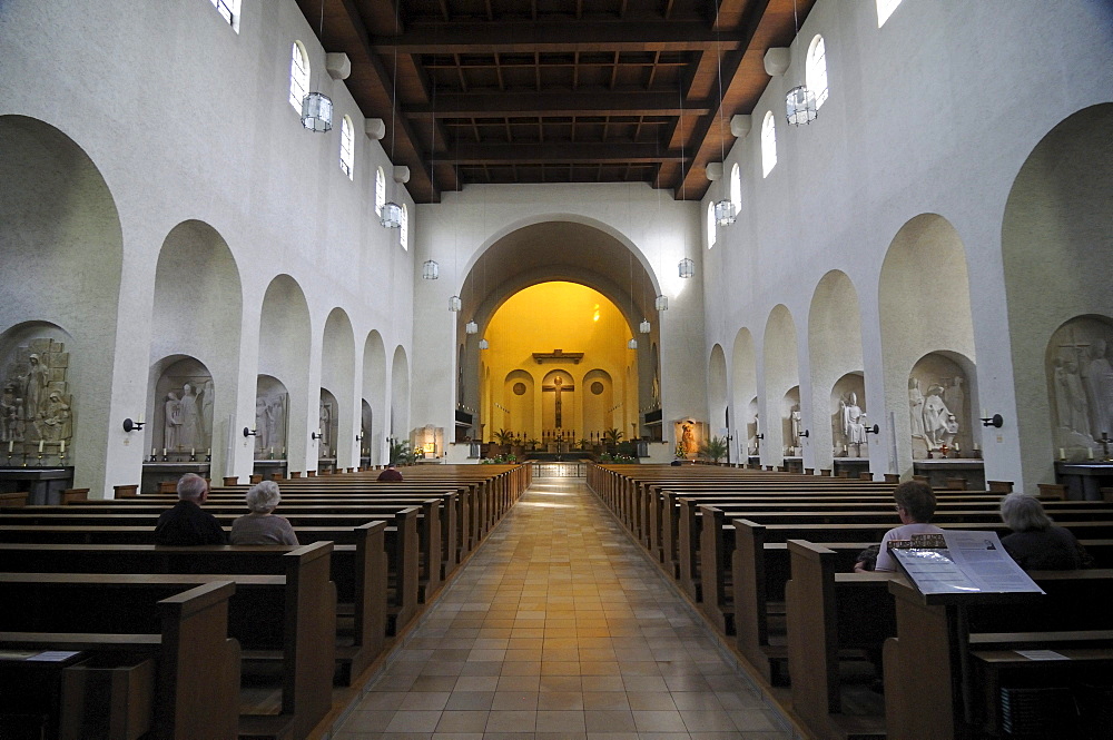 Interior view of Muensterschwarzach Abbey, Lower Franconia, Bavaria, Germany, Europe