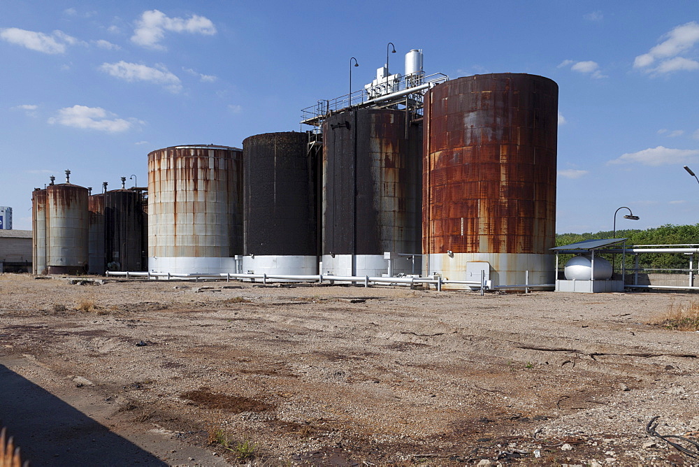 Chemical tanks, Worms, Rhineland-Palatinate, Germany, Europe