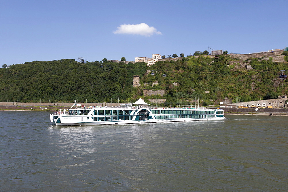 Passenger ship on the Rhine river, Koblenz, North Rhine-Westphalia, Germany, Europe